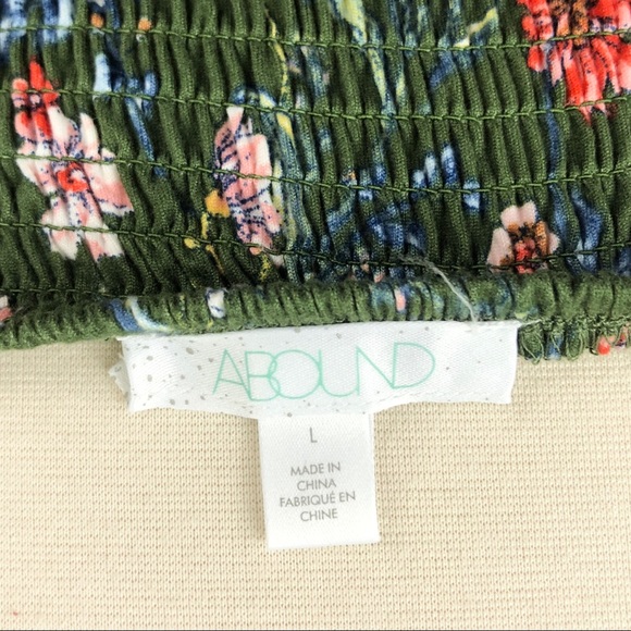 SOLD- ABOUND Green Floral Ruched Mini Sundress L - Picture 5 of 5